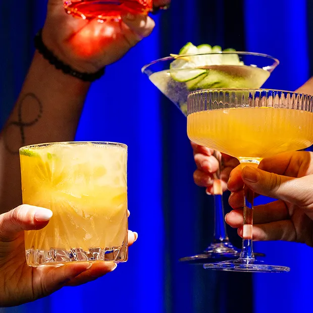 Two people Toasting drinks